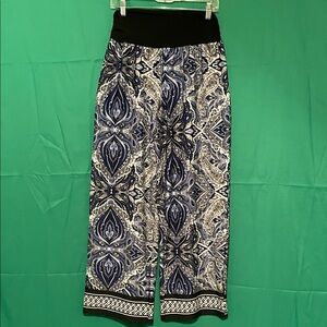 Women's Blue Paisley Wide-Leg Pants